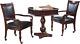 Fortress Chess, Checkers & Backgammon Pedestal Game Table & Chairs Set Mahogan