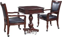 Fortress Chess, Checkers & Backgammon Pedestal Game Table & Chairs Set Mahogan