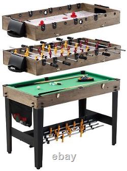 Game Table Air Powered Hockey Foosball and Billiards 48 Inch 3-in-1 Combo Green