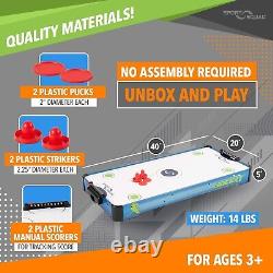 HX40 40 Compact Tabletop Air Hockey Table with Electric Fan Fun for All Ages