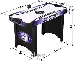 Hat Trick 4-Ft Air Hockey Table for Kids and Adults with Electronic and Manual S
