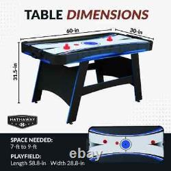 Hathaway Bandit Air Hockey Table, 5-ft, Black/Blue