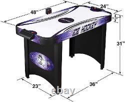 Hathaway Hat Trick 4-Ft Air Hockey Table for Kids and Adults with Electronic and