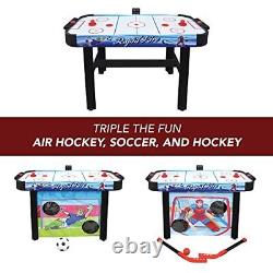 Hathaway Rapid Fire 42-in 3-in-1 Air Hockey Multi-Game Table with Soccer and