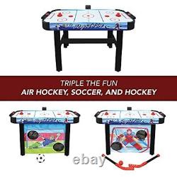 Hathaway Rapid Fire 42-in 3-in-1 Air Hockey Multi-Game Table with Soccer and Hoc