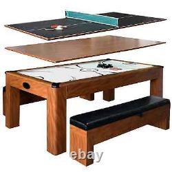 Hathaway Sherwood 7-ft Air Hockey Table Combo Set with Cherry