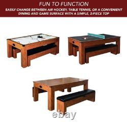 Hathaway Sherwood 7-ft Air Hockey Table Combo Set with Cherry