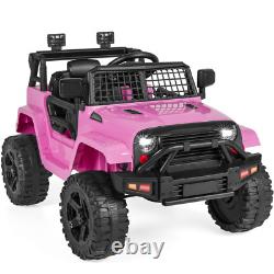 Kids 12V Ride On Truck Battery Powered Toy Car With 3 Speeds Led Lights Pink New