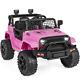 Kids 12V Ride On Truck Battery Powered Toy Car With 3 Speeds Led Lights Pink New