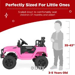 Kids 12V Ride On Truck Battery Powered Toy Car With 3 Speeds Led Lights Pink New