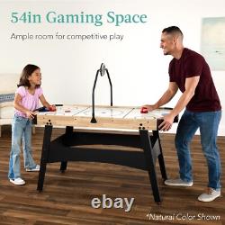 Kids 54 in Compact Air Hockey Game Table Colorful LED Lights Scoreboard Sounds