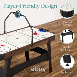 Kids 54 in Compact Air Hockey Game Table Colorful LED Lights Scoreboard Sounds