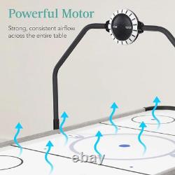 Kids 54 in Compact Air Hockey Game Table Colorful LED Lights Scoreboard Sounds