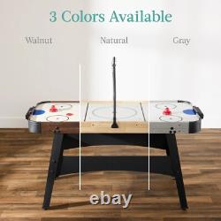 Kids 54 in Compact Air Hockey Game Table Colorful LED Lights Scoreboard Sounds