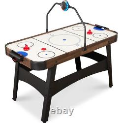 Kids 54 in Compact Air Hockey Game Table Colorful LED Lights Scoreboard Sounds