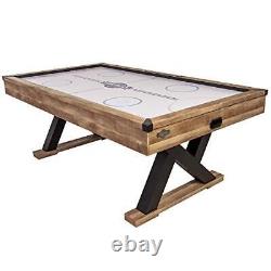Kirkwood 84 Air Powered Hockey Table with Rustic Wood Finish, K-Shaped Brown