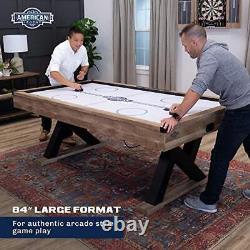 Kirkwood 84 Air Powered Hockey Table with Rustic Wood Finish, K-Shaped Brown