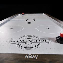 Lancaster 84 Inch Air Powered Electric Air Hockey Table with Game Accessories