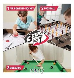 MD Sports 3 In 1 Multi Game Table 48 Air Hockey, Foosball, & Billiards