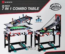 MD Sports 48 7 in 1 Combo Game Table Air Hockey, Bag Toss, Darts, Mini Golf
