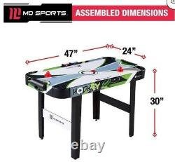 MD Sports 48 Air Powered Hockey Game Table, LED Electronic Scorer, Black/Green