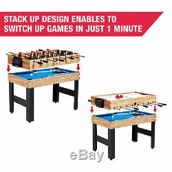MD Sports 48 Inch 3-In-1 Combo Game Room Table 3 Games Billiards Hockey Foosball