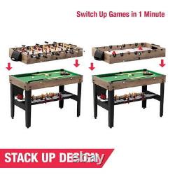 MD Sports 48 Inch 3-In-1 Combo Game Table Air Powered Hockey Foosball Billiards