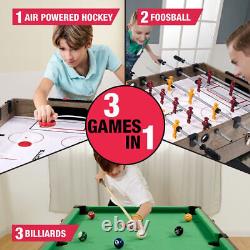 MD Sports 48 Inch 3-In-1 Combo Game Table, Air Powered Hockey, Foosball NEW