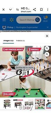 MD Sports 48 Inch 3-In-1 Combo Game Table, Air Powered Hockey, Foosball and Bill