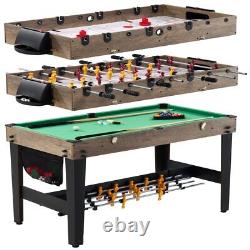 MD Sports 48 Inch 3-In-1 Combo Game Table, Air Powered Hockey, Foosball and Bill