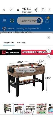 MD Sports 48 Inch 3-In-1 Combo Game Table, Air Powered Hockey, Foosball and Bill