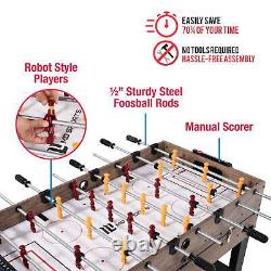 MD Sports 48 Inch 3-In-1 Combo Game Table, Air Powered Hockey, Foosball and Bill