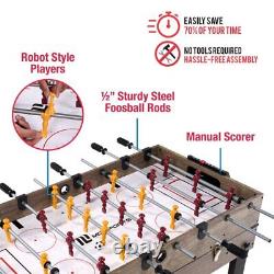 MD Sports 48 Inch 3-In-1 Combo Game Table, Air Powered Hockey, Foosball and Bill