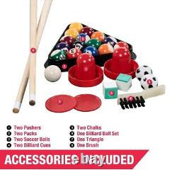 MD Sports 48 Inch 3-In-1 Combo Game Table, Air Powered Hockey, Foosball and Bill