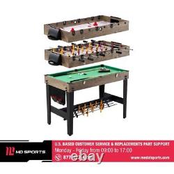 MD Sports 48 Inch 3-In-1 Combo Game Table, Air Powered Hockey, Foosball and Bill