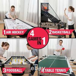 MD Sports 48 inch 4 in 1 Combo Game Table Tennis Air Hockey Foosball Basketball