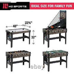 MD Sports 48 inch 4 in 1 Combo Game Table Tennis Air Hockey Foosball Basketball