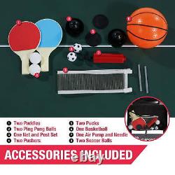 MD Sports 48 inch 4 in 1 Combo Game Table Tennis Air Hockey Foosball Basketball