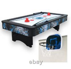 MINI AIR HOCKEY GAME TABLE SET Tabletop Compact Basketball Hoop Blue Black 42
