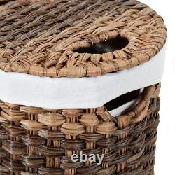 Mocha Hand-Woven Oval Double Laundry Hamper with Removable Liner