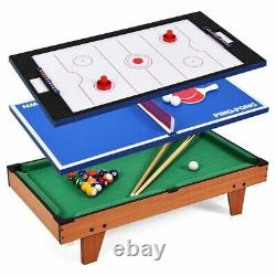 Multi Game Air Hockey Mini Pool Table Tennis Set 3in1 Tabletop Compact Combo Fun