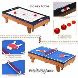 Multi Game Air Hockey Mini Pool Table Tennis Set 3in1 Tabletop Compact Combo Fun