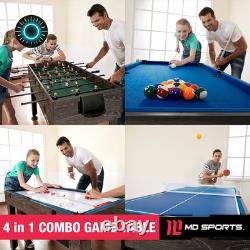 Multi Game Pool TableTable Tennis Pong Table Air Hockey Foosball 54 4-In-1 NEW