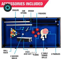 Multi Game Pool TableTable Tennis Pong Table Air Hockey Foosball 54 4-In-1 NEW
