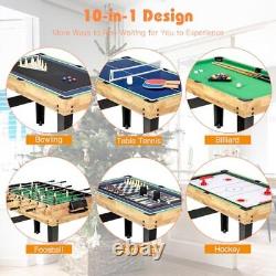 Multi Game Table, 10 in 1 Combo Game Table withFoosball Table, Air Hockey, Pool