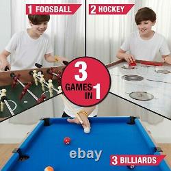 Multi Game Table Combo 3 In 1 Pool Billiards Air Hockey Foosball Soccer Ball