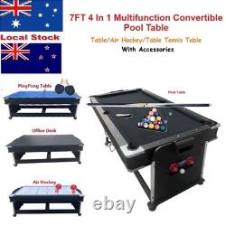 NEW 4 In 1 Multifunction 7FT Convertible Pool Table/Tennis/Office/Air Hockey NZ