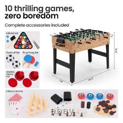 Naipo 48 10-in-1 Combo Game Table Foosball, Air Hockey, Pool & More