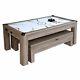 New Bluewave Driftwood 7-Ft Air Hockey Table Combo Set WithBenches