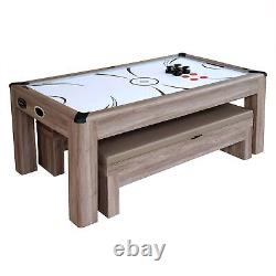 New Bluewave Driftwood 7-Ft Air Hockey Table Combo Set WithBenches